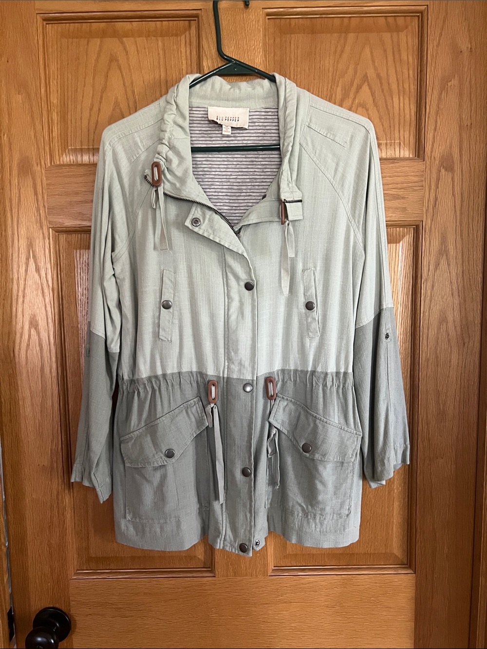 Blu Pepper Two-Tone Sage Utility Jacket